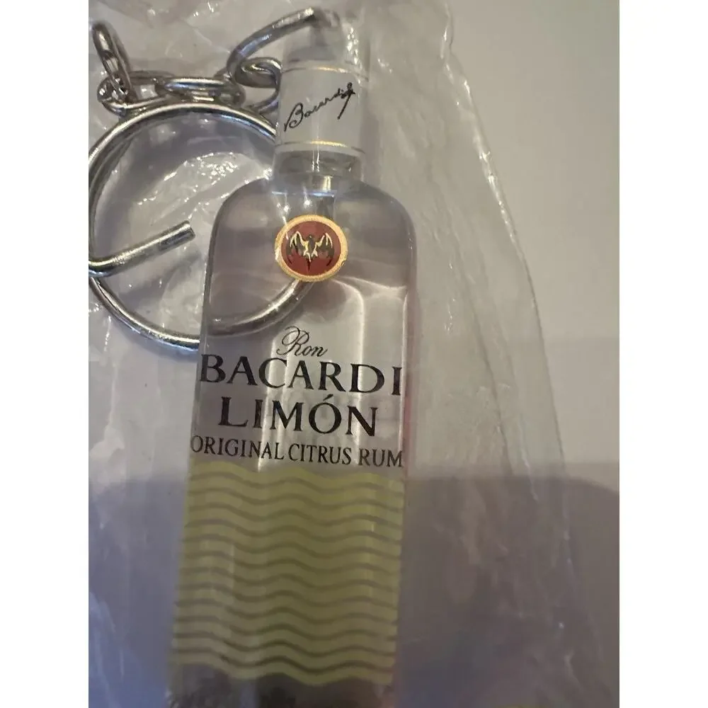 1990s Vintage Promo Keychain Bacardi Limon Original Citrus Rum Lucite Bottle